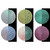 Six watercolor swatches in the following colors: turquoise, light green, blue-green, red-violet, pink, and blue.