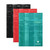Three paper pads, one turquoise, one red, and one black, stacked on top of one another.