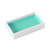 A single rectangular white watercolor pan with a greenish blue color in it.