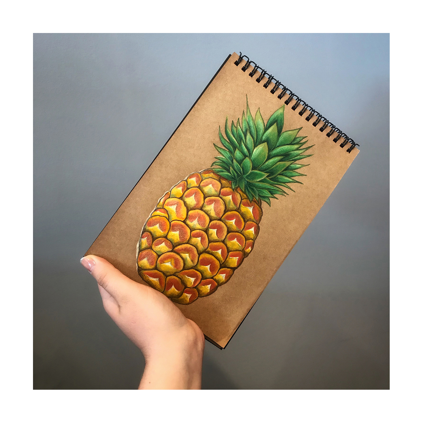 How to draw a simple Pineapple Fruit. Tools Used : A4 size white paper ,  Black marker pen