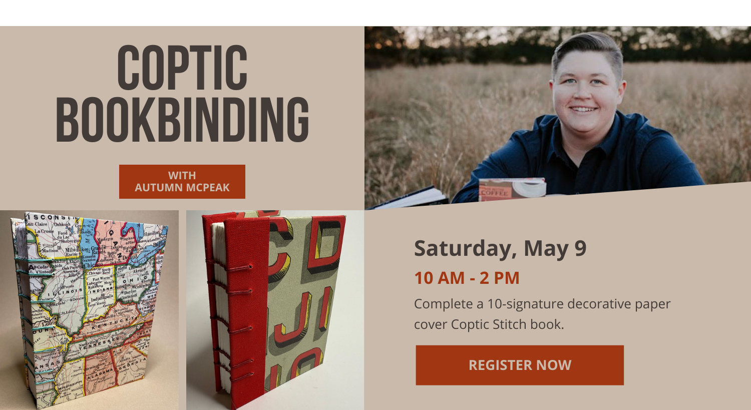 Coptic Bookbinding w/ Autumn McPeak - May 9, 2026