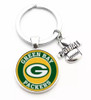 Green Bay Packers Pendant w/Love Football Charm Acrylic/Key Chain