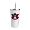 Auburn Tigers Logo White 20oz Straw Steel Tumbler