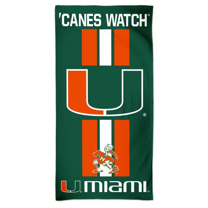 Miami Hurricanes Fiber Beach Towel 9lb 30" x 60"