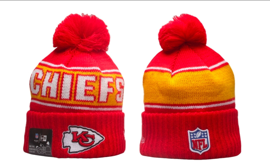 Kansas City Chiefs Pom Knit Beanie #4