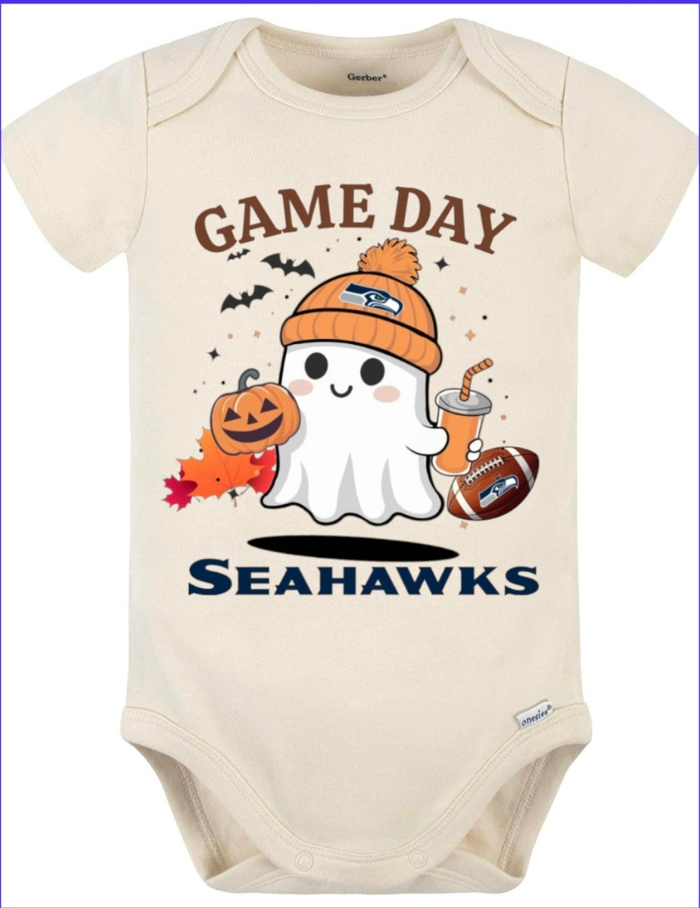 Seattle Seahawks Game Day Ghost Baby Onesie