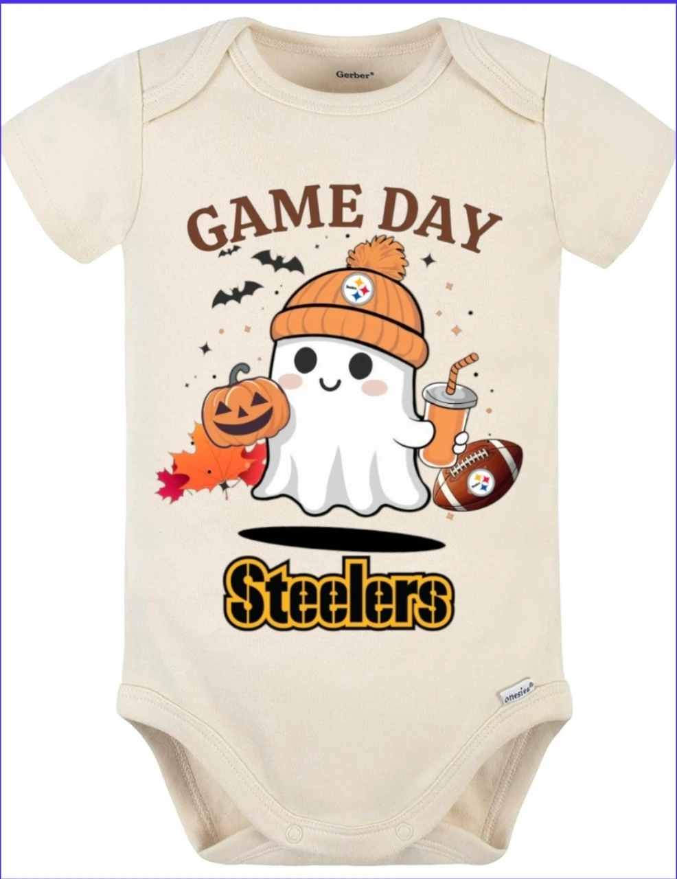 Pittsburgh Steelers Game Day Ghost Baby Onesie