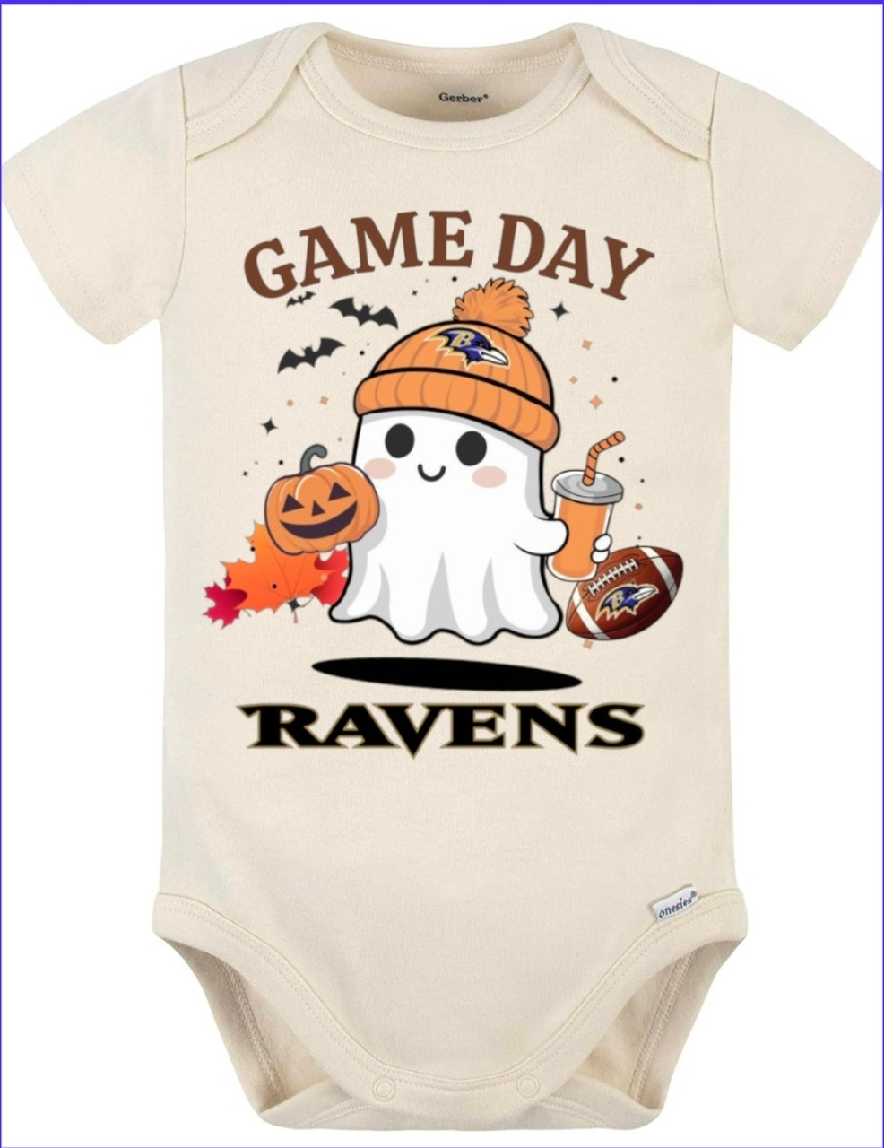 Baltimore Ravens Game Day Ghost Baby Onesie