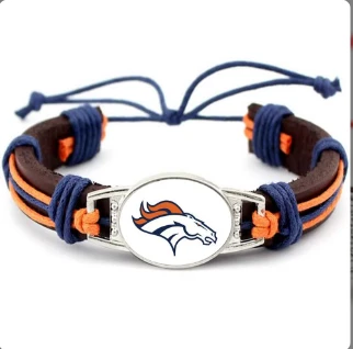 Denver Broncos Leather Twist Unisex Bracelet