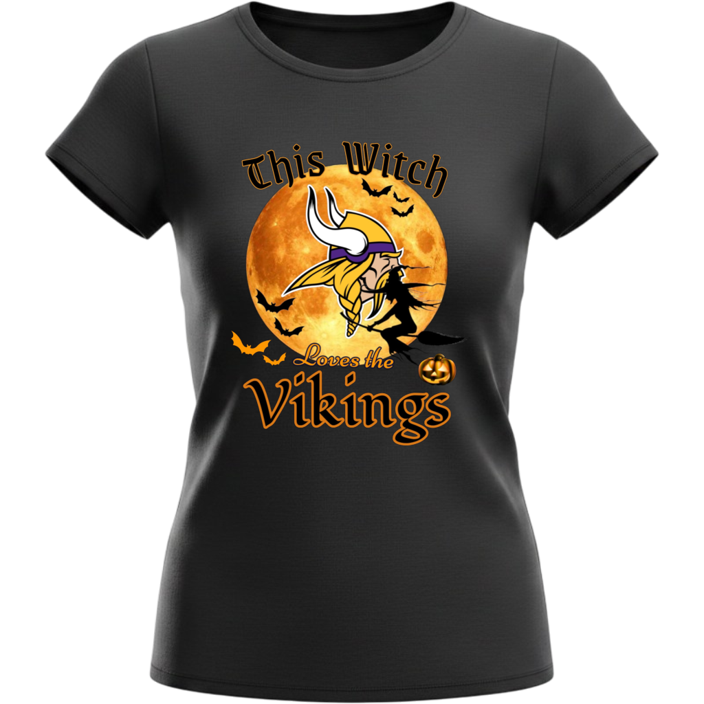 Minnesota Vikings Women Halloween Witch Graphic T-Shirt