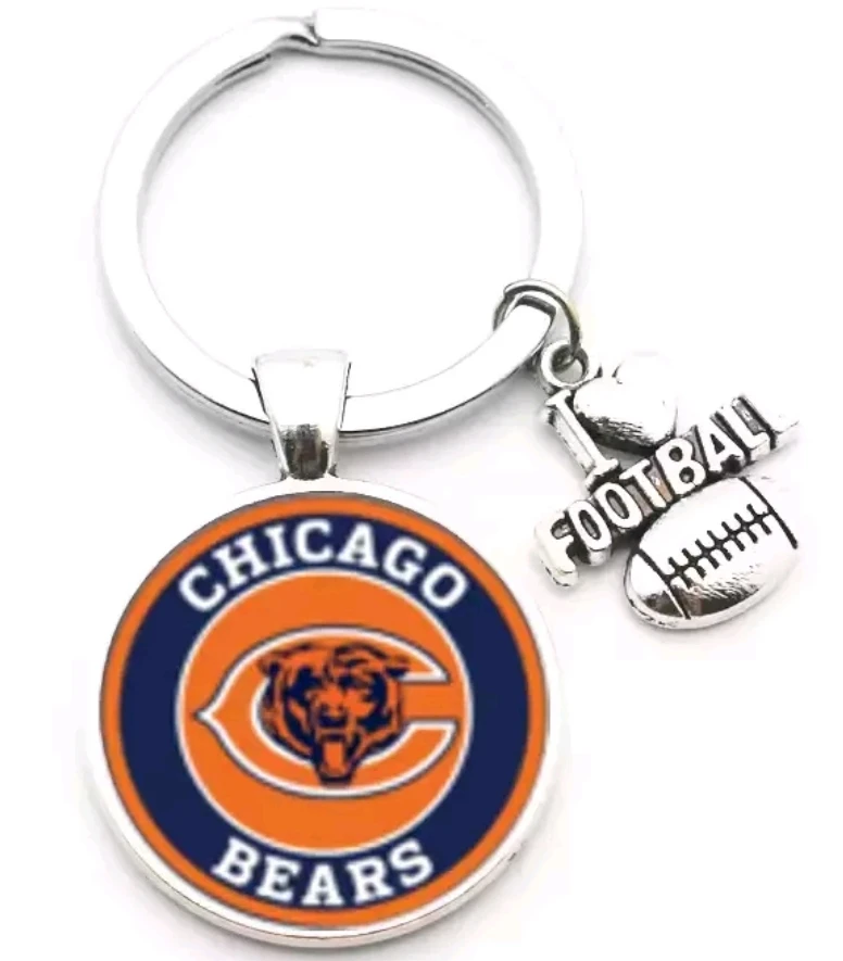 Chicago Bears Pendant w/Love Football Charm Acrylic/Key Chain