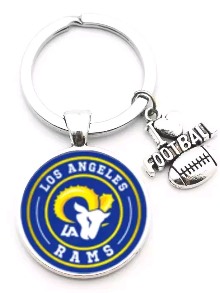 Los Angeles Rams Pendant w/Love Football Charm Acrylic/Key Chain