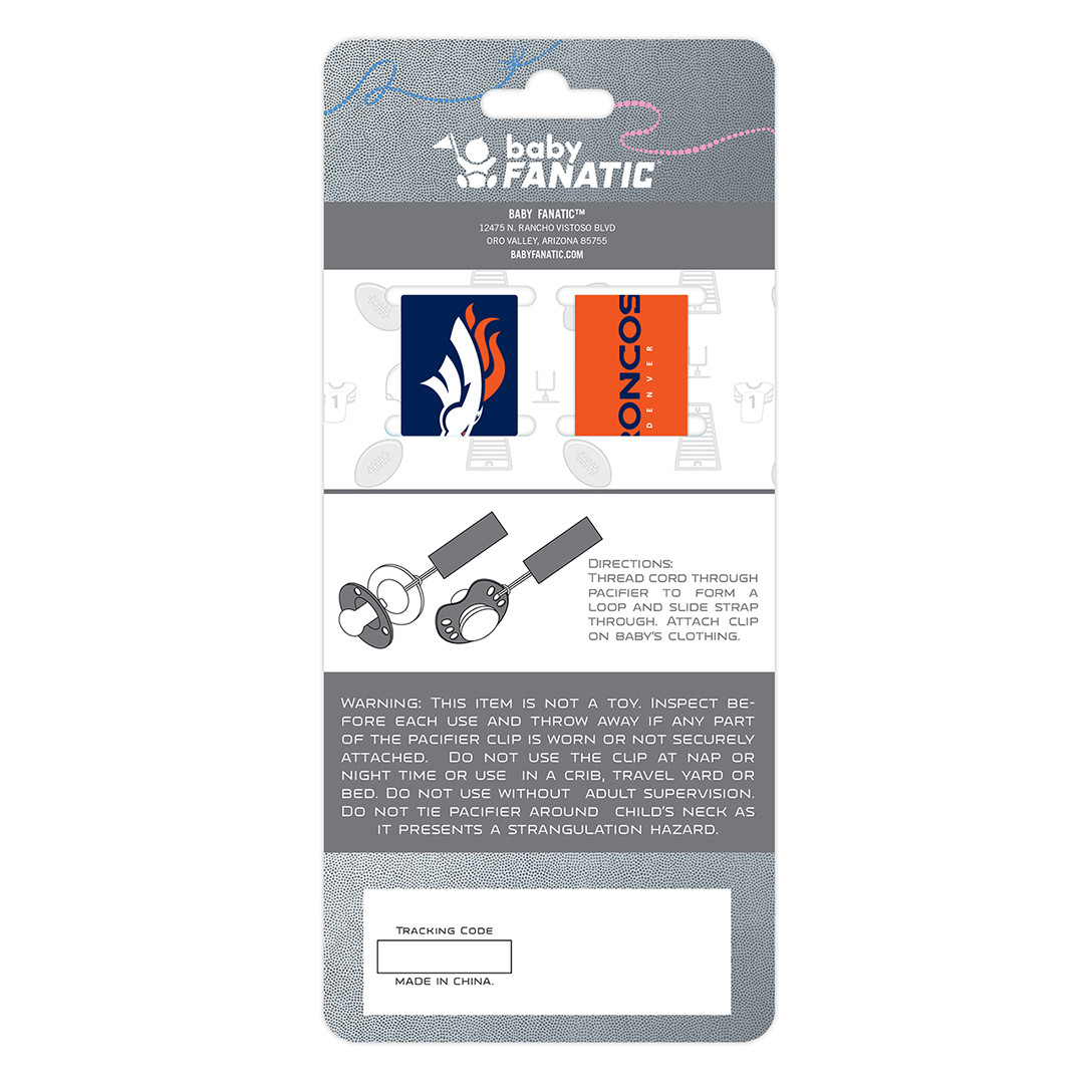 Denver Broncos Pacifier Clip 2-Pack