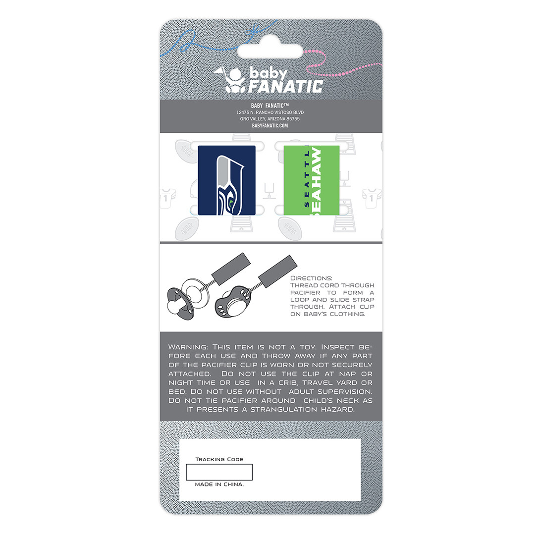 Seattle Seahawks Saints Pacifier Clip 2-Pack