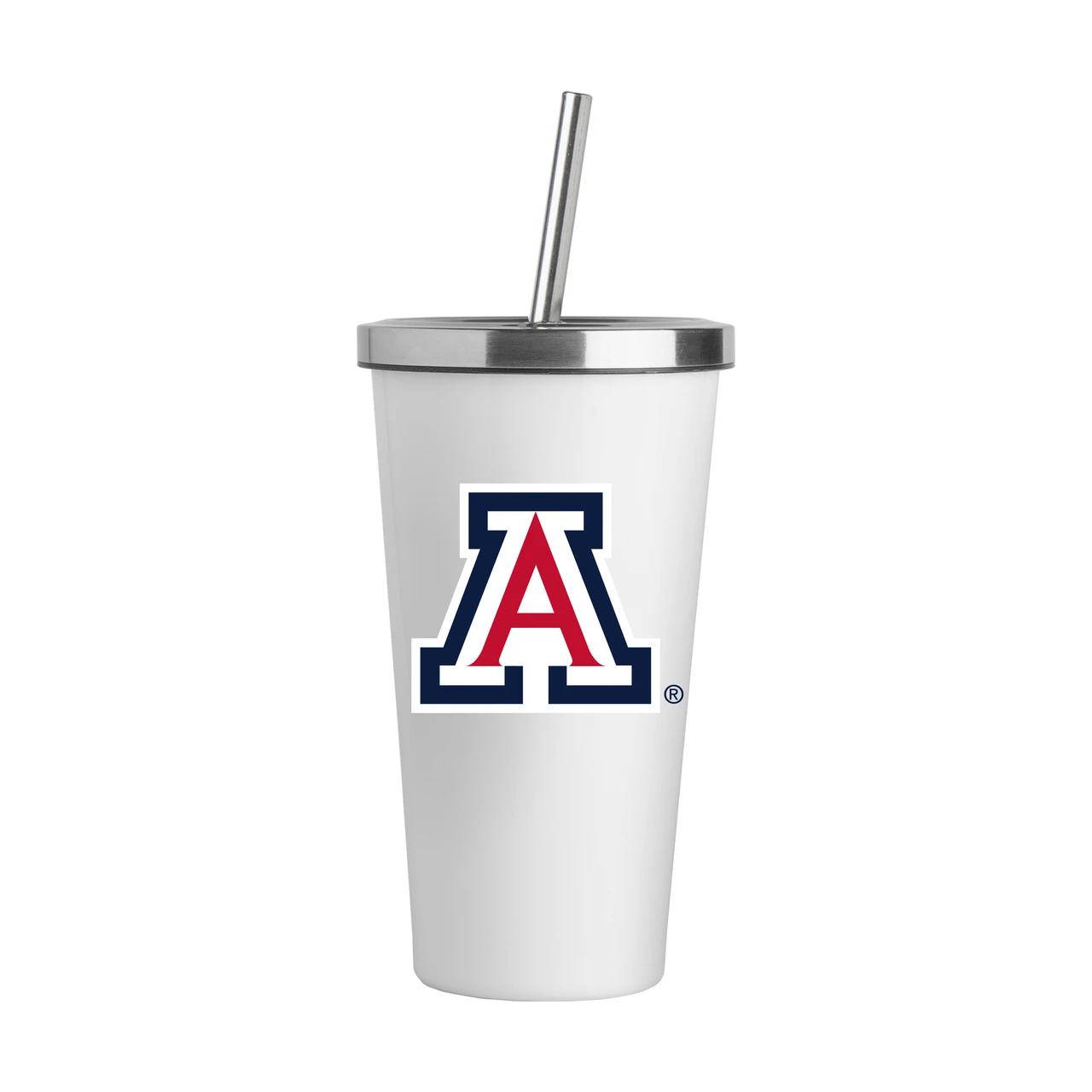 Arizona Wildcats Logo White 20oz Straw Steel Tumbler