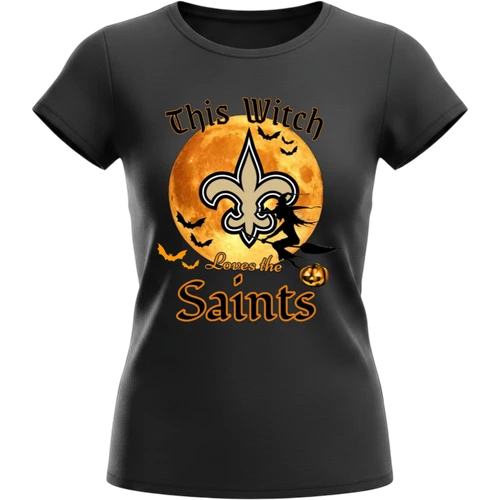 New Orleans Saints Women Halloween Witch Graphic T-Shirt