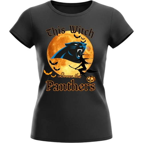 Carolina Panthers Women Halloween Witch Graphic T-Shirt