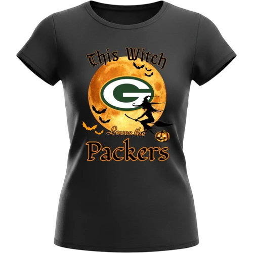 Green Bays Packers Women Halloween Witch Graphic T-Shirt