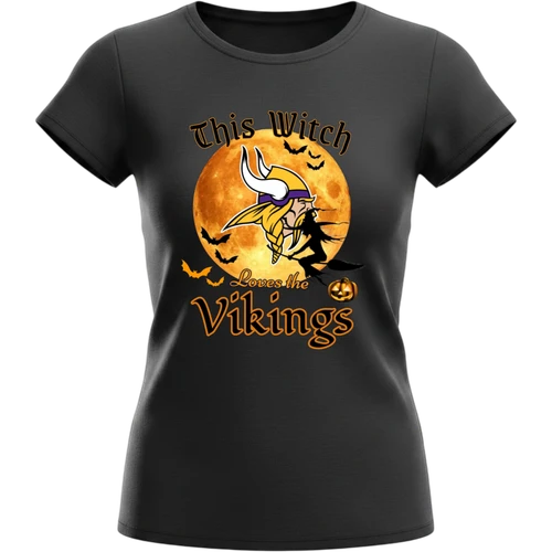 Minnesota Vikings Women Halloween Witch Graphic T-Shirt