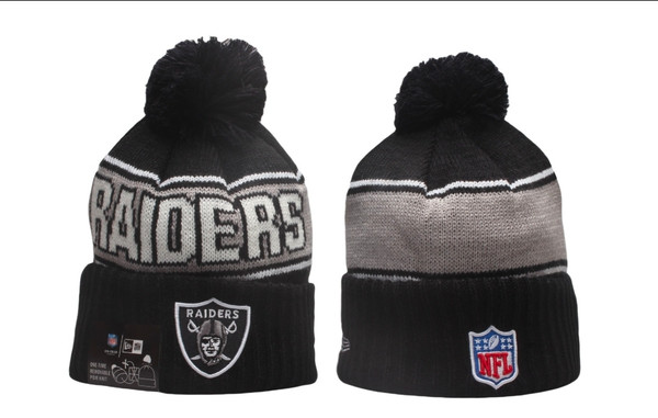 Las Vegas Raiders Pom Knit Beanie #3