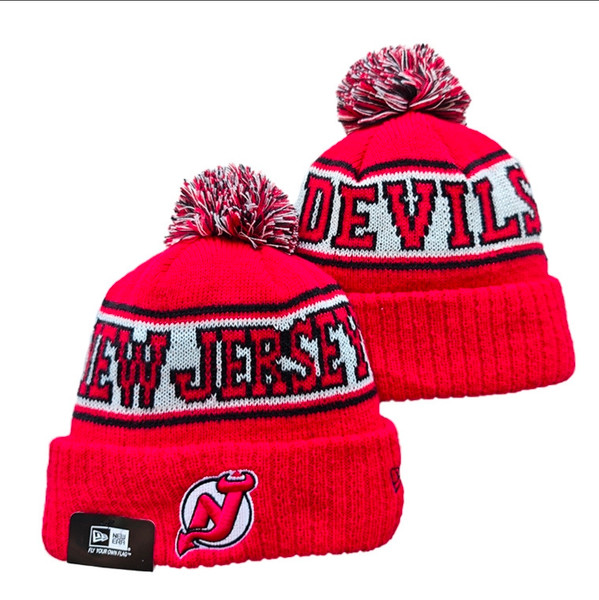 New Jersey Devils Pom Knit Beanie