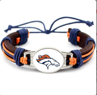 Denver Broncos Leather Twist Unisex Bracelet