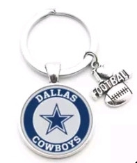 Dallas Cowboys Pendant w/Love Football Charm Acrylic/Key Chain