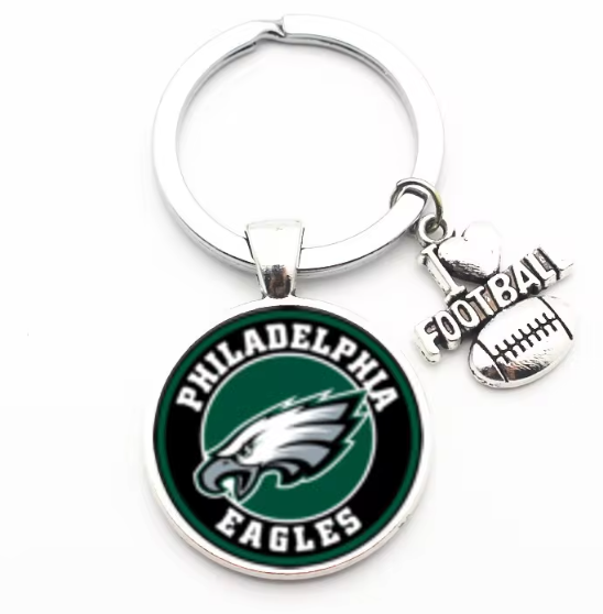 Philadelphia Eagles Pendant w/Love Football Charm Acrylic/Key Chain