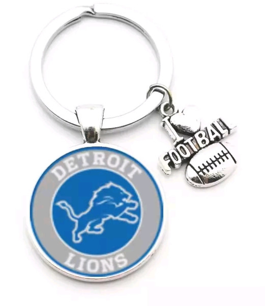 Detroit Lions Pendant w/Love Football Charm Acrylic/Key Chain