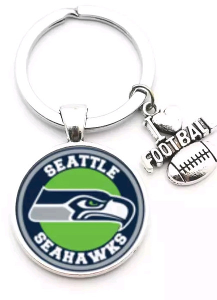 Seattle Seahawks Pendant w/Love Football Charm Acrylic/Key Chain