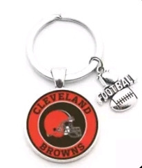 Cleveland Browns Pendant w/Love Football Charm Acrylic/Key Chain