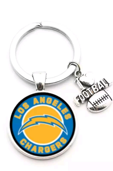 Los Angeles Chargers Pendant w/Love Football Charm Acrylic/Key Chain