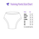 Training pants size chart.