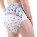 Modeled Critter Caboose diaper wrap, side-view.
