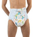 Modeled diaper, front-view.