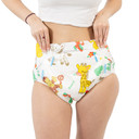 Modeled adult diaper, front-view.