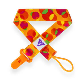 Adult Pacifier Clip - Orange with Circles Adult Pacifier Clip - Orange with Circles