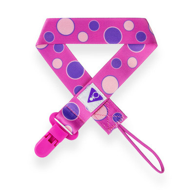 Pink with Circles Pacifier Clip.