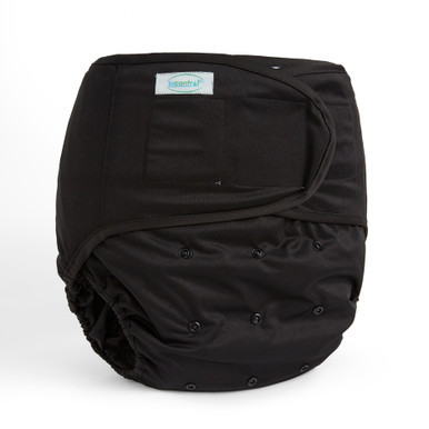 Black diaper cover wrap, front-view.