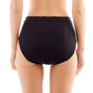 Back-view of modeled protective briefs.