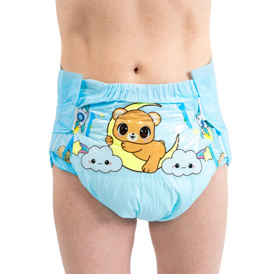 Modeled Lunar Cub diaper, front-view.