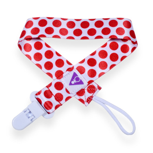 Adult Pacifier Clip - Red Polkadots