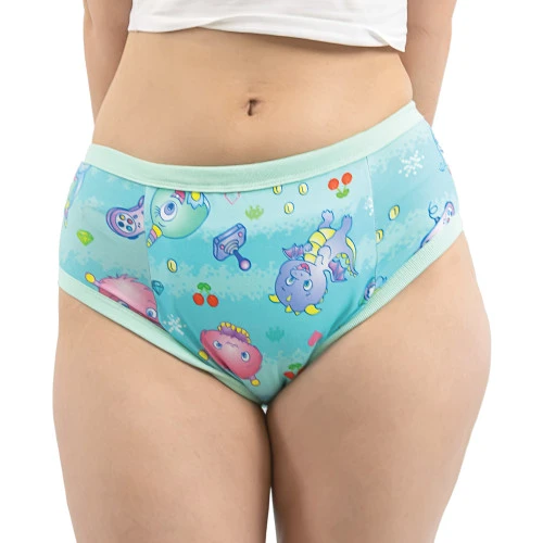 Modeled front-view of adult training pants.
