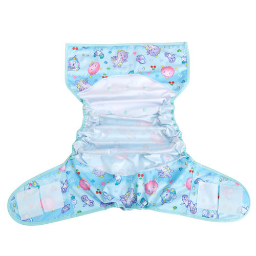 Monsters diaper wrap extended open, inner-side.