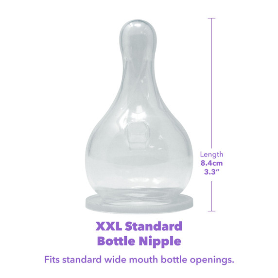 Standard adult bottle nipple measurements.