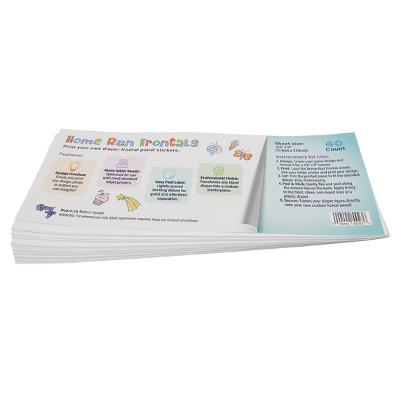Home Run Frontals - Printable Custom Diaper Panel Stickers