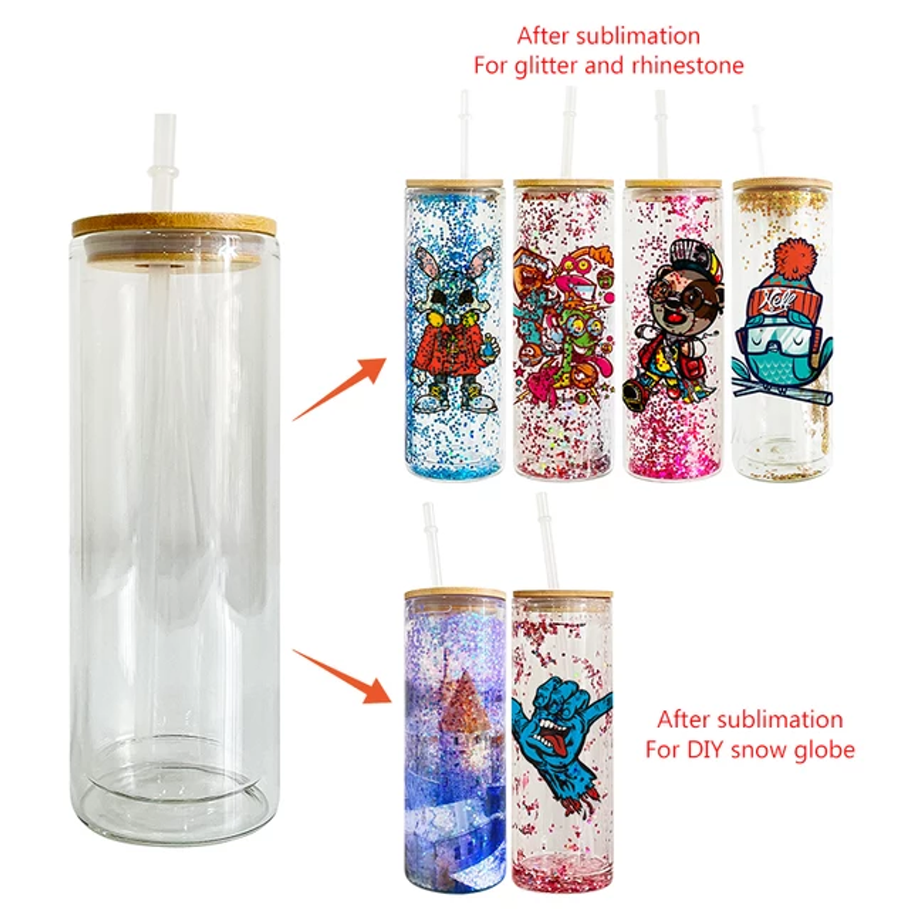 20 oz Sublimation Double Wall Glass Tumbler