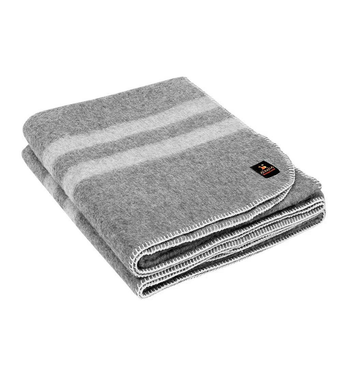 Chunky Pure Wool Blanket – Grey Military-Style Thick Blanket