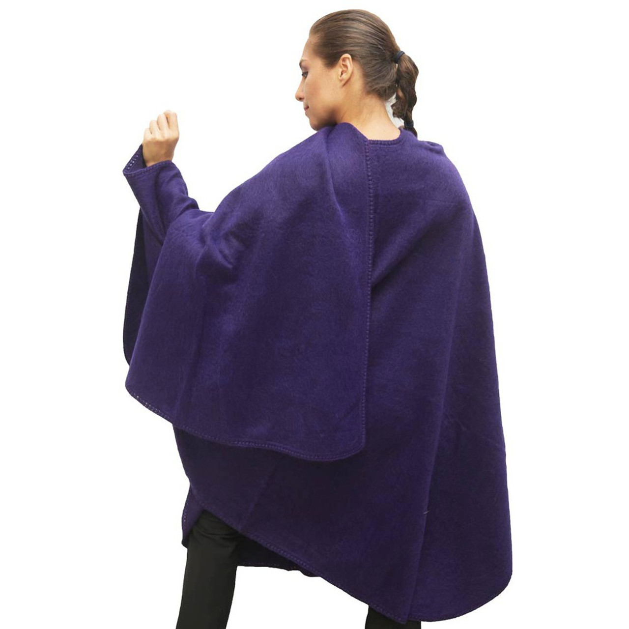 Purple Hooded Wrap Shawl Cape Shrug Ruana or Poncho-anti 