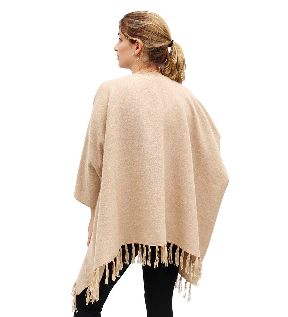 Superfine Alpaca Wool Hooded Alpaca Poncho for Women Cloak Cape Coat Ruana Ultra Soft